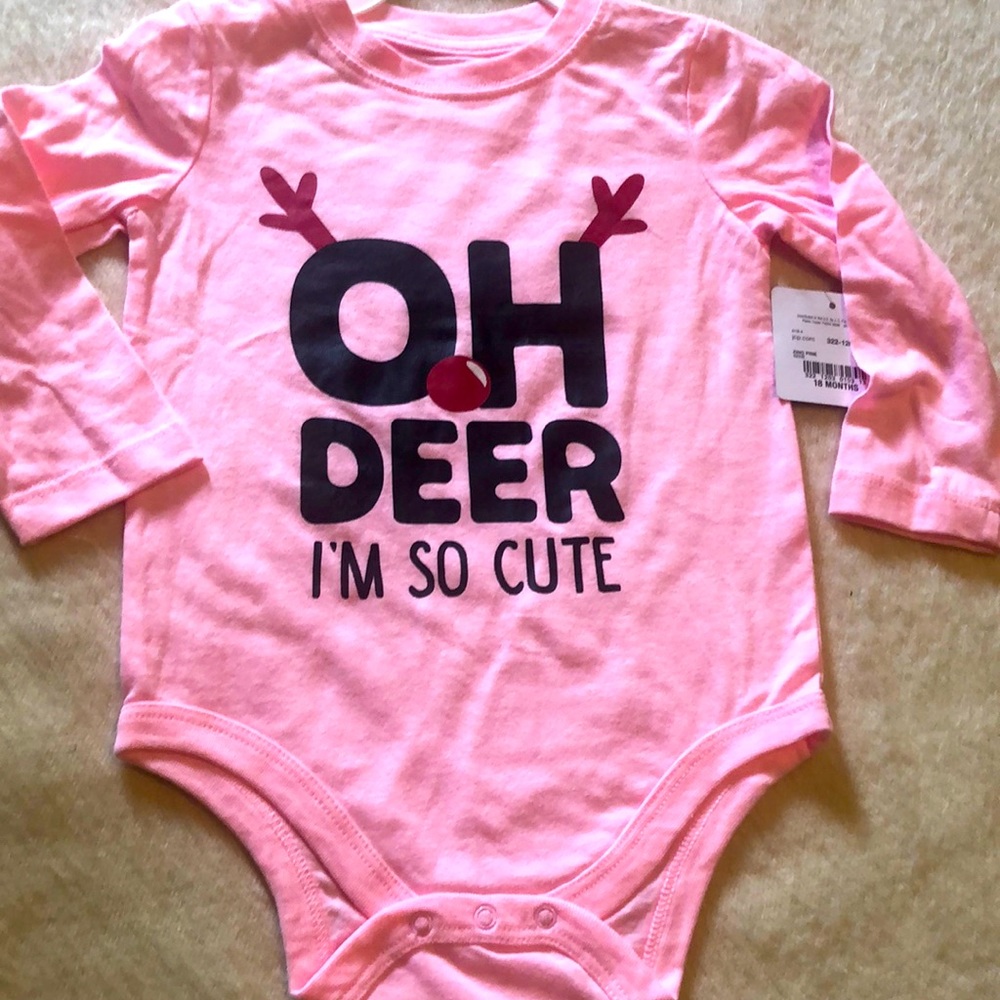 North Pole Trading Co. Oh Deer I’m so Cute baby girl overall